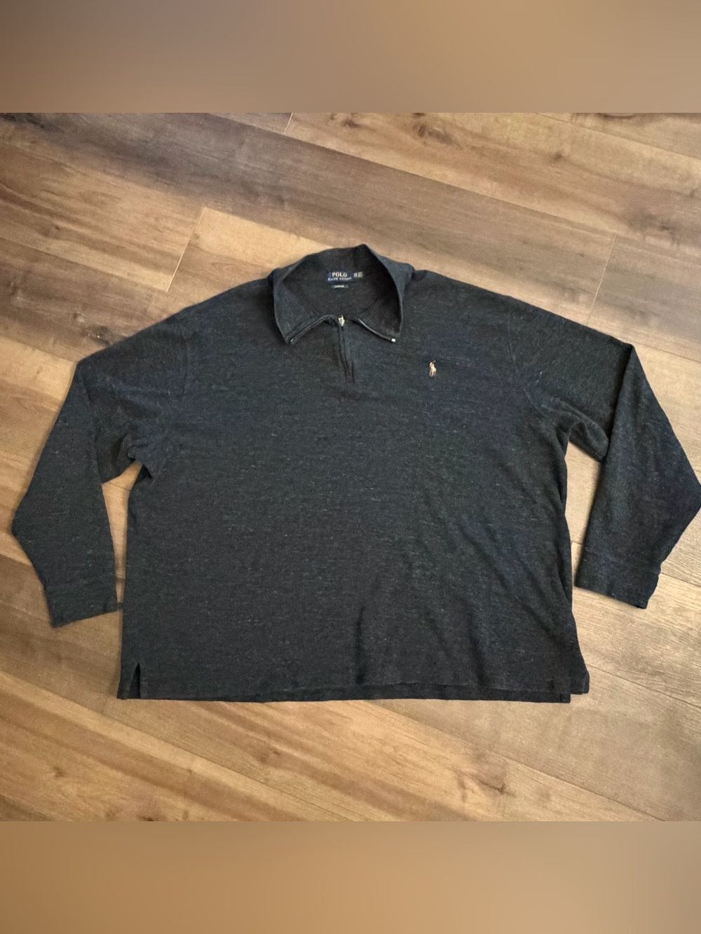Polo Ralph Lauren Estate Rib Gray 1/4 Zip Long Sleeve Pullover Shirt Mens 3XB
